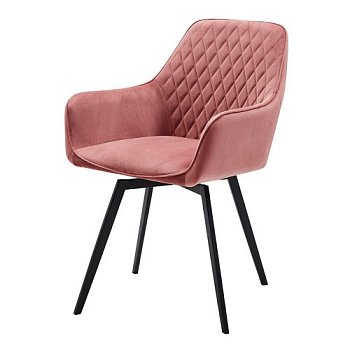 Стул-кресло на металлокаркасе мягкий с подлокотниками розовый (арт 27242) - Фото 2