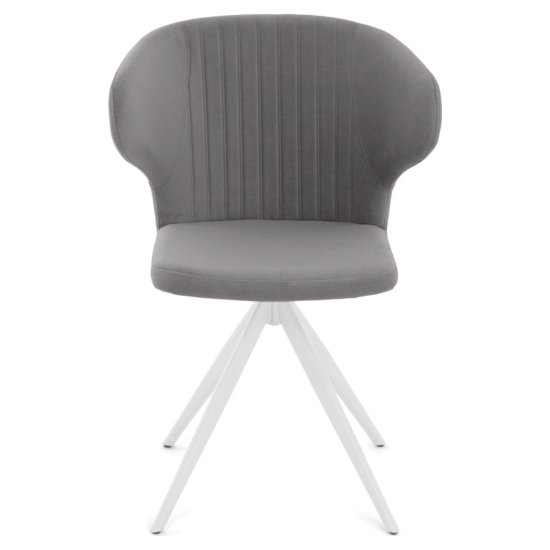 Стул на металлокаркасе мягкий серый из велюра (арт 35586) Фото 5