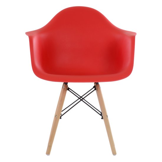 Полукресло дизайнерское деревянное с подлокотниками красное eames (арт 10860) Фото 2