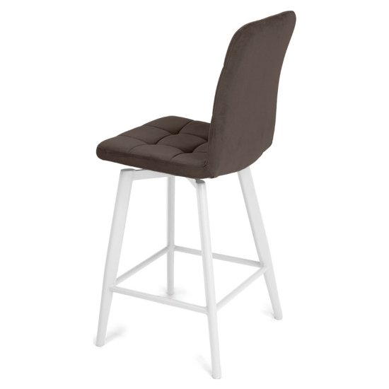 Стул полубарный мягкий бежевый из велюра (арт 35355) Фото 3