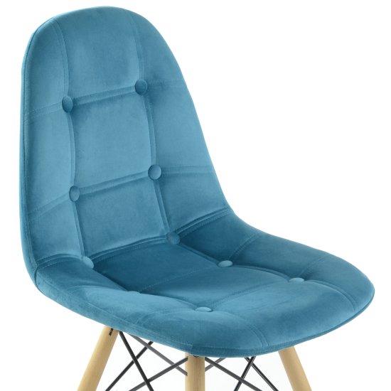 Стул деревянный мягкий голубой eames (арт 12201) Фото 4