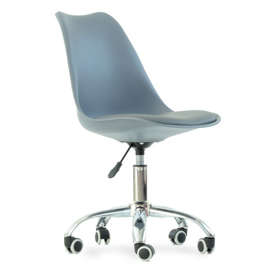 Стул дизайнерский с ножками хром мягкий серый (арт 14993) Фото 1