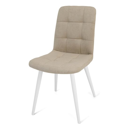 Стул на металлокаркасе мягкий кремовый из велюра (арт 18488) Фото 3