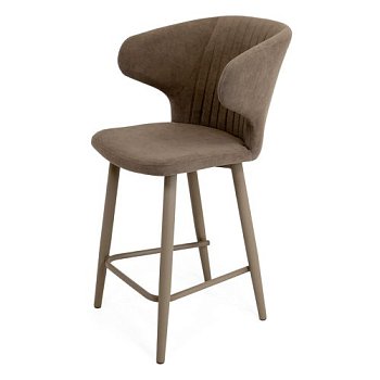 Стул барный на металлическом каркасе мягкий из велюра (арт 28134) - Фото 2