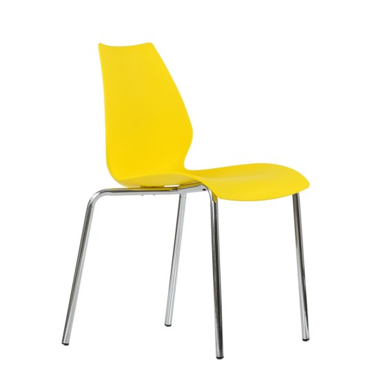 Стул на металлическом каркасе желтый пластиковый (арт 6630) Фото 1