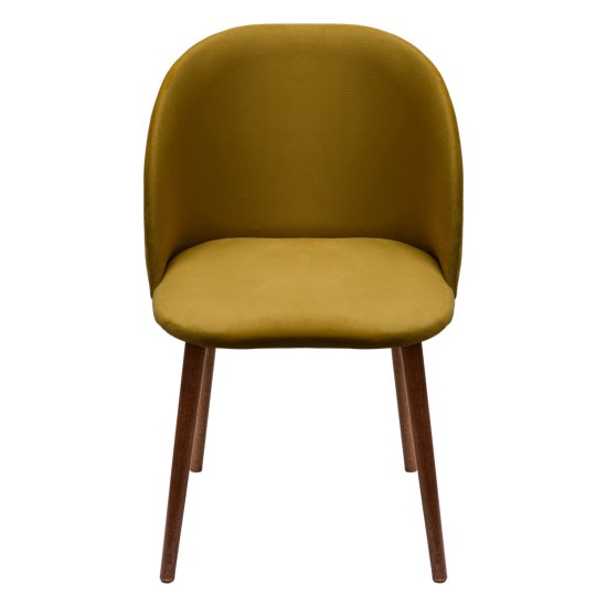 Стул деревянный мягкий желтый велюровый (арт 27461) Фото 2