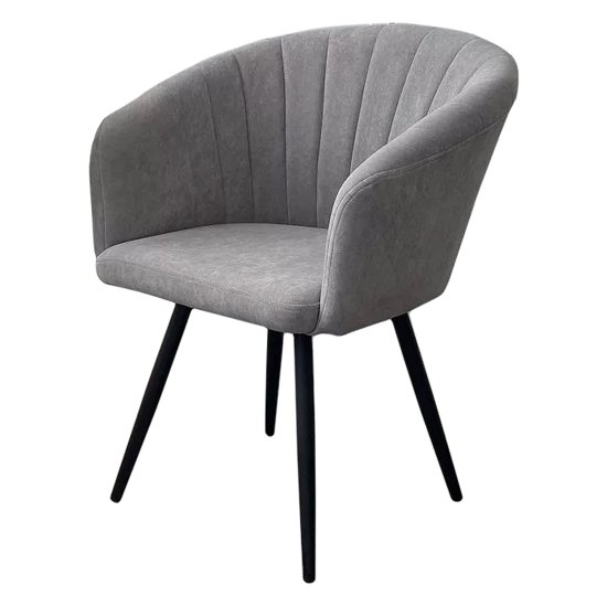 Стул с подлокотниками серый из велюра (арт 33483) Фото 1