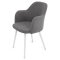 Стул с белыми ножками мягкий серый из велюра (арт 27287)