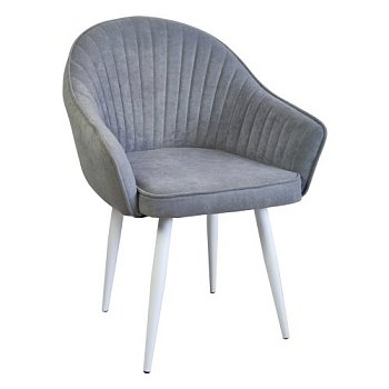 Стул-кресло на металлическом каркасе с подлокотниками серый (арт 29548) - Фото 2