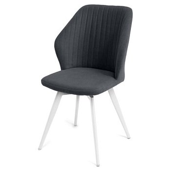 Стул с белыми ножками мягкий серый с обивкой из велюра (арт 25777) - Фото 2