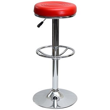 Стул барный на металлокаркасе мягкий красный вращающийся (арт 5564) - Фото 2