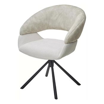 Стул дизайнерский мягкий кремовый из велюра (арт 33669) - Фото 2