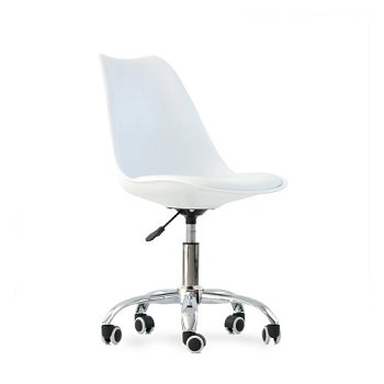 Стул дизайнерский с ножками хром с мягкой обивкой белый (арт 14989) - Фото 2