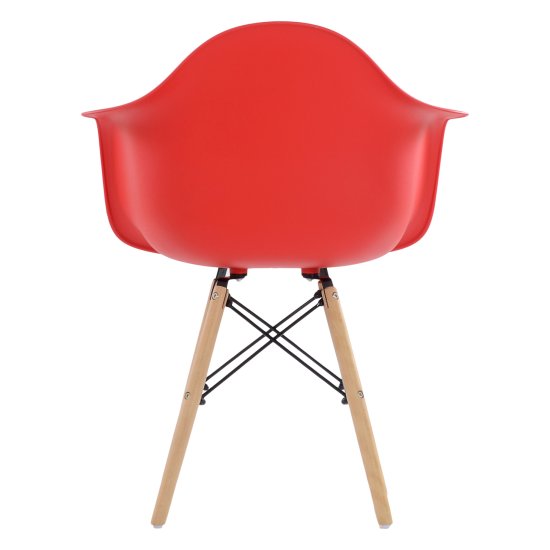 Полукресло дизайнерское деревянное с подлокотниками красное eames (арт 10860) Фото 3