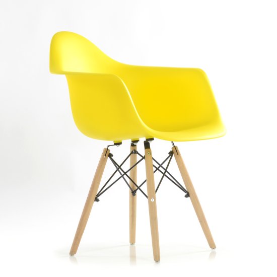 Стул-кресло дизайнерский с подлокотниками желтый пластиковый eames (арт 6584) Фото 3