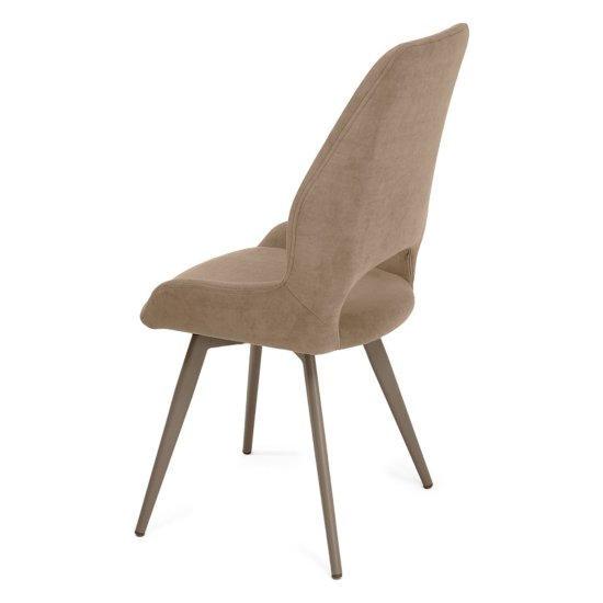 Стул на металлокаркасе мягкий бежевый из велюра (арт 35459) Фото 2