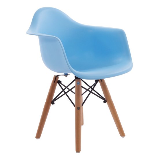 Стул-кресло деревянный с подлокотниками голубой eames (арт 29402) Фото 1