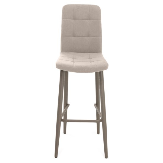 Барный стул слоновая кость из велюра современный (арт 35351) Фото 4