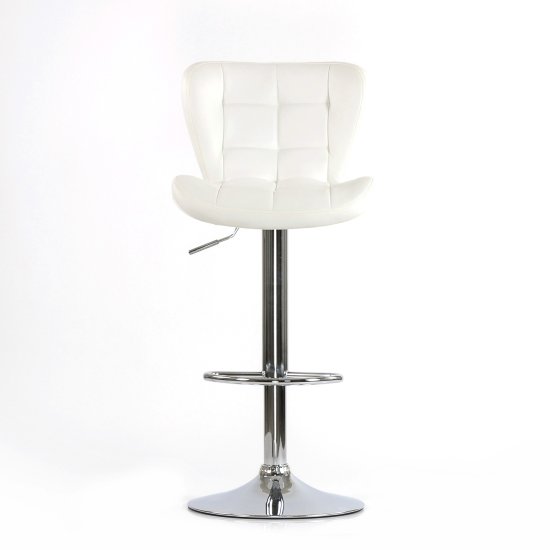 Стул барный высокий металлический ножки хром с мягким сидением белый (арт 5458) Фото 2