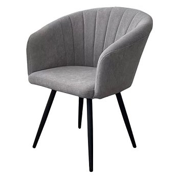Стул с подлокотниками серый из велюра (арт 33483) - Фото 2