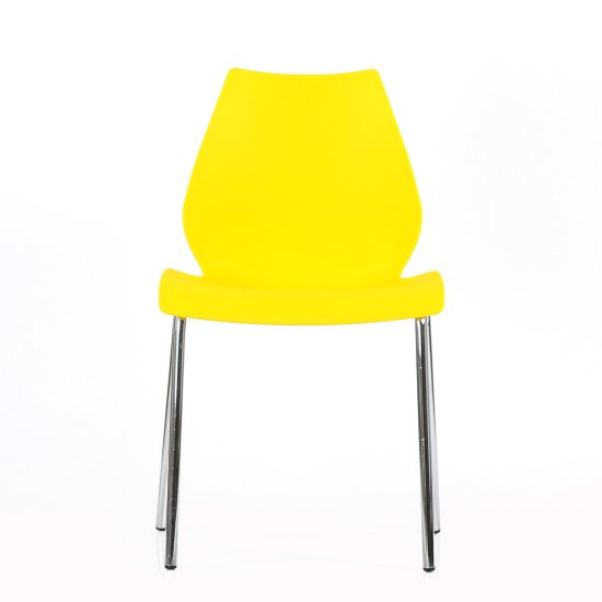 Стул на металлическом каркасе желтый пластиковый (арт 6630) Фото 2