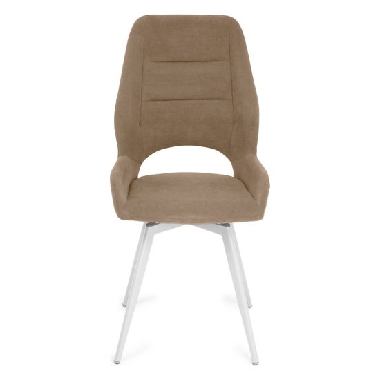 Стул на металлокаркасе мягкий кремовый из велюра (арт 35444) Фото 4