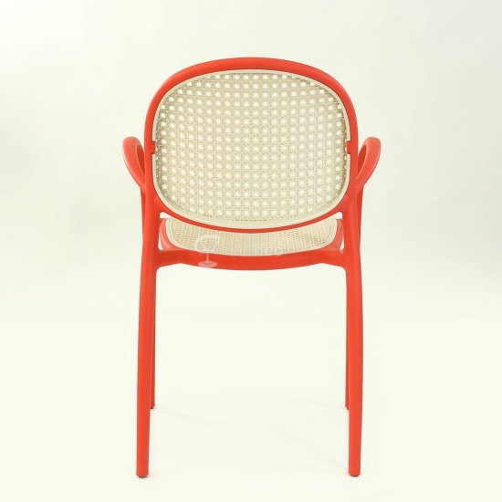 Стул с подлокотниками оранжевый пластиковый (арт 31298) Фото 3