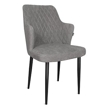 Стул на металлокаркасе с мягкой обивкой серый (арт 29446) - Фото 2