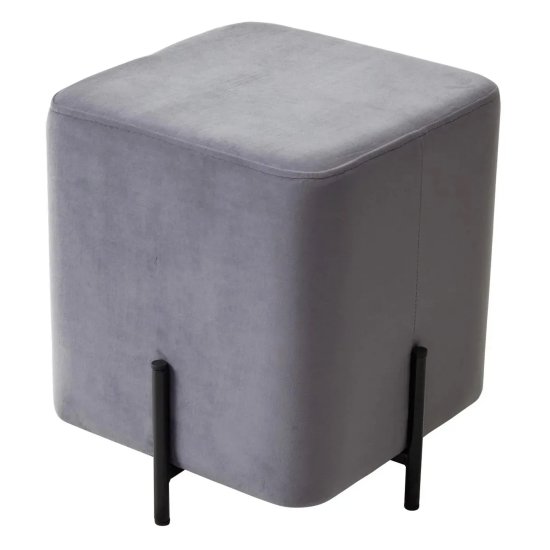 Пуфик с черными ножками мягкий серый велюровый (арт 15847) Фото 1