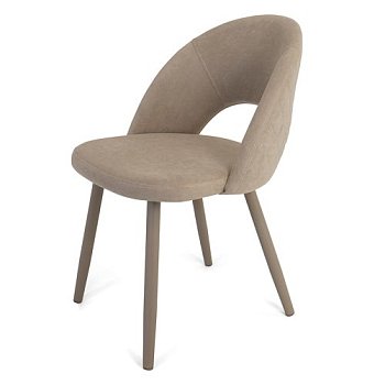 Стул на металлокаркасе мягкий бежевый из велюра (арт 21629) - Фото 2