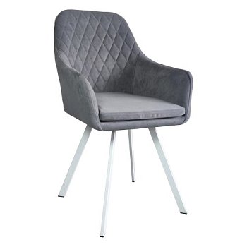 Полукресло на металлическом каркасе мягкое серое (арт 29527) - Фото 2