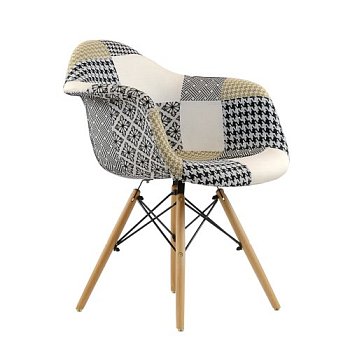 Стул-кресло дизайнерский мягкий с подлокотниками пэчворк (арт 3863) - Фото 2