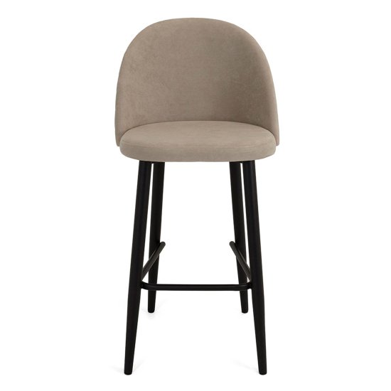 Барный стул мягкий бежевый из велюра (арт 21466) Фото 2