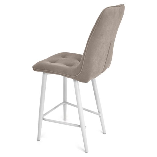 Стул барный на металлокаркасе мягкий бежевый велюровый (арт 20820) Фото 3