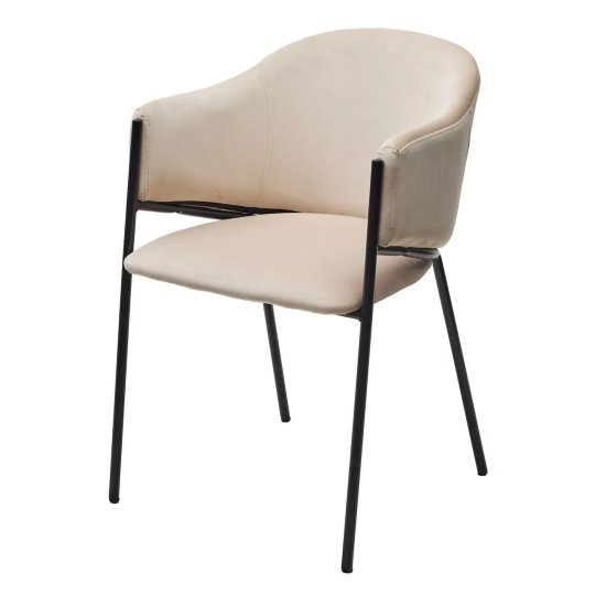 Стул на металлокаркасе мягкий с подлокотниками бежевый (арт 33618) Фото 1