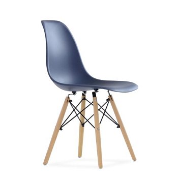 Стул дизайнерский деревянный синий пластиковый eames (арт 6425) - Фото 2