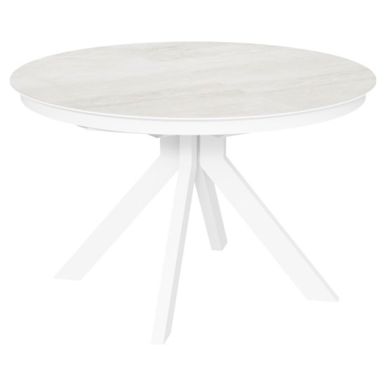 Стол кухонный круглый с керамическим покрытием белый (арт 35173) Фото 1