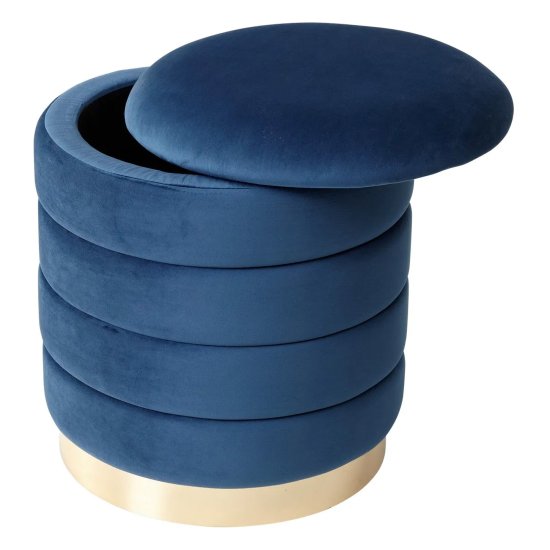 Пуфик с мягким сидением синий из велюра (арт 15865) Фото 2