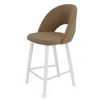 Полубарный стул мягкий слоновая кость из велюра (арт 21894) - Фото 2