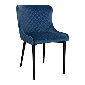 Стул на металлическом каркасе мягкий синий из бархата (арт 15076) - Фото 2