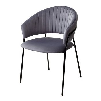 Стул для кухни на металлокаркасе с черными ножками велюровый (арт 15339) - Фото 2