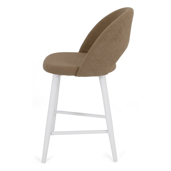 Полубарный стул мягкий слоновая кость из велюра (арт 21894) Фото 3