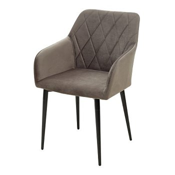 Стул-кресло с мягким сидением с подлокотниками серый велюровый (арт 11346) - Фото 2