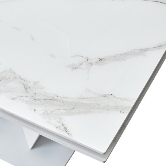 Стол дизайнерский раздвижной со стеклянной столешницей белый (арт 15645) Фото 8