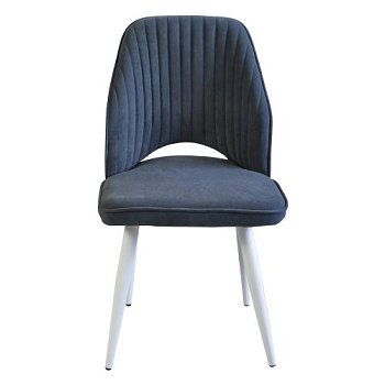 Стул с металлическими ножками с мягкой обивкой серый из велюра (арт 30750) - Фото 2