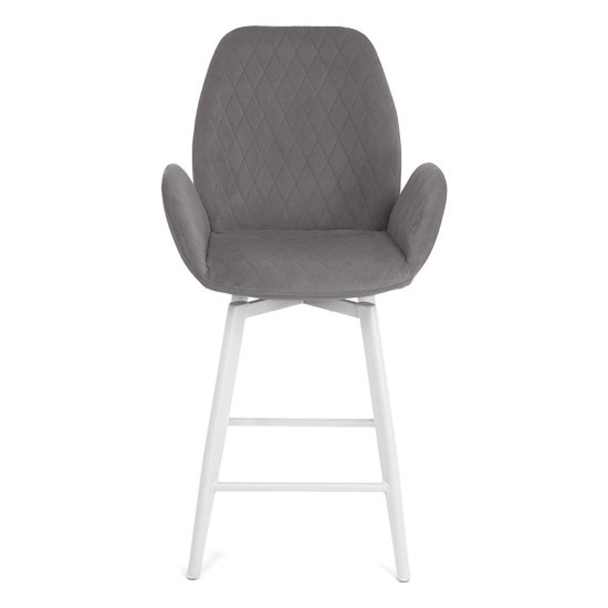Барный стул мягкий серый из велюра (арт 33589) Фото 5