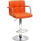 Стул барный высокий мягкий с подлокотниками оранжевый (арт 5880)