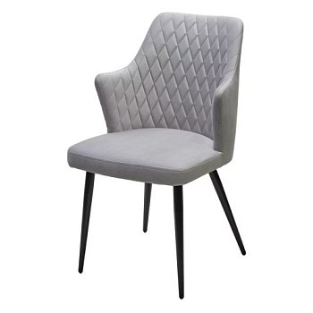 Стул на металлокаркасе мягкий серый с обивкой из велюра (арт 33471) - Фото 2