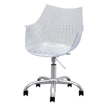 Стул-кресло дизайнерский хромированный прозрачный (арт 31483) - Фото 2