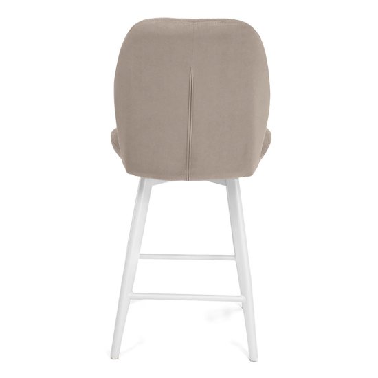 Барный стул мягкий слоновая кость из велюра (арт 33549) Фото 6